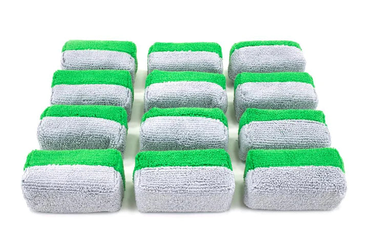 Mini [Saver Applicator Terry] Microfiber Coating Applicator Sponge with Plastic Barrier - 12 pack