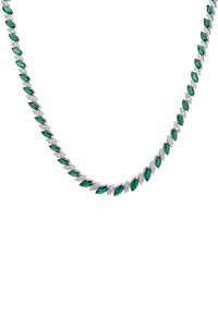 Viscountess Statement Tennis Necklace Emerald Silver