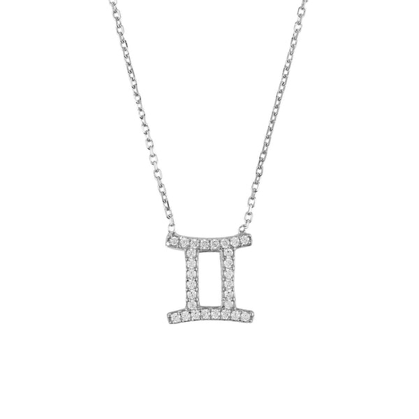 Gemini Latelita Zodiac Necklace Silver White jewellery