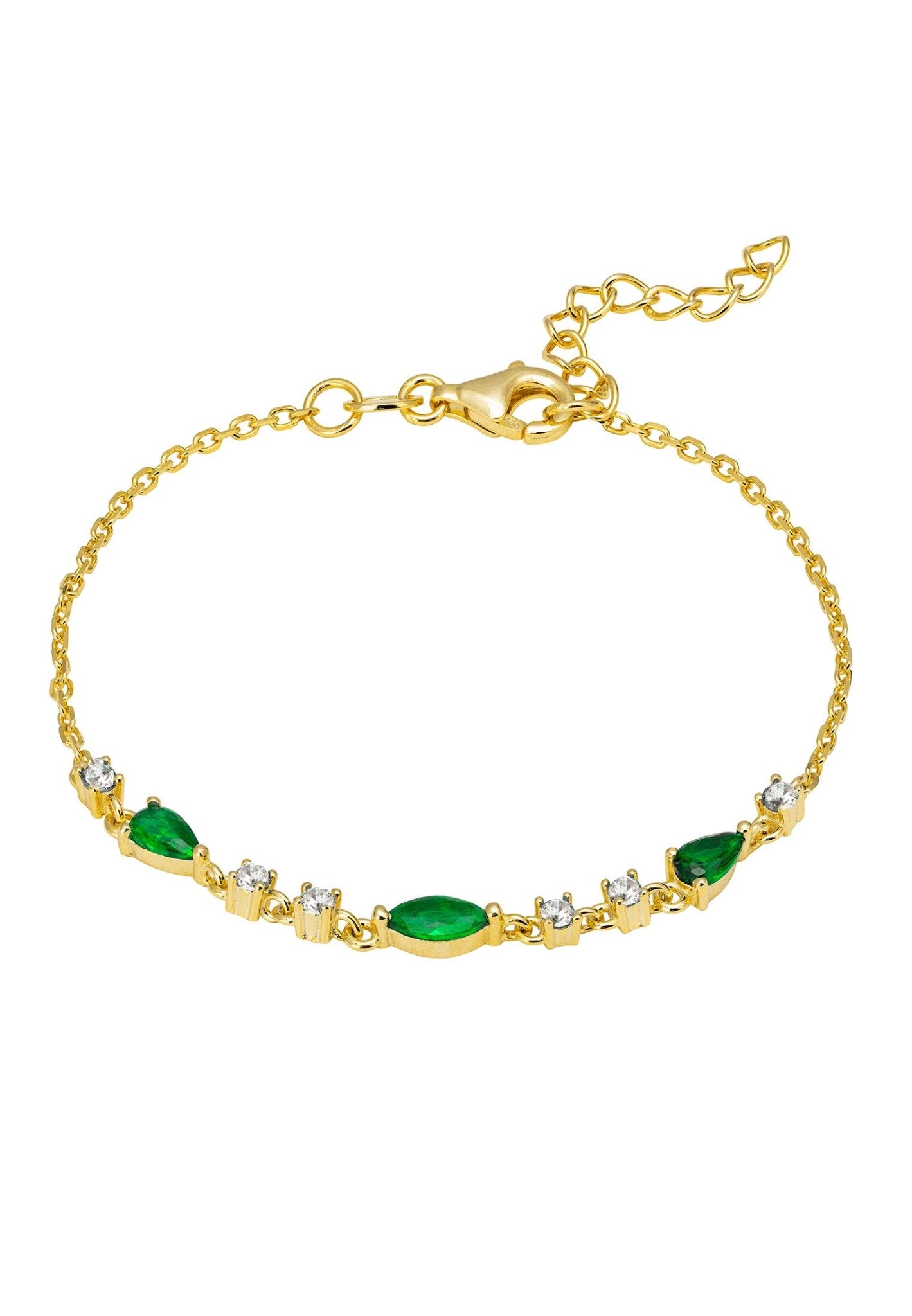 olivia gemstone bracelets gold emerald green white cz 372271