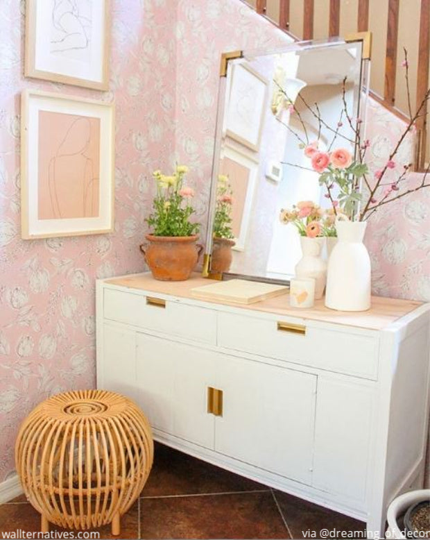 Glitter Guide Loves Wallternatives Removable Wallpaper! Modern Pink Wallpaper Design for Modern Farmhouse Home Decor Ideas