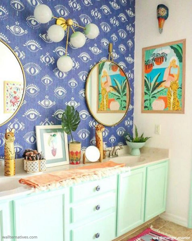 bohemian bathroom decor jungalow style wallpaper removable wallpapers to decorate walls