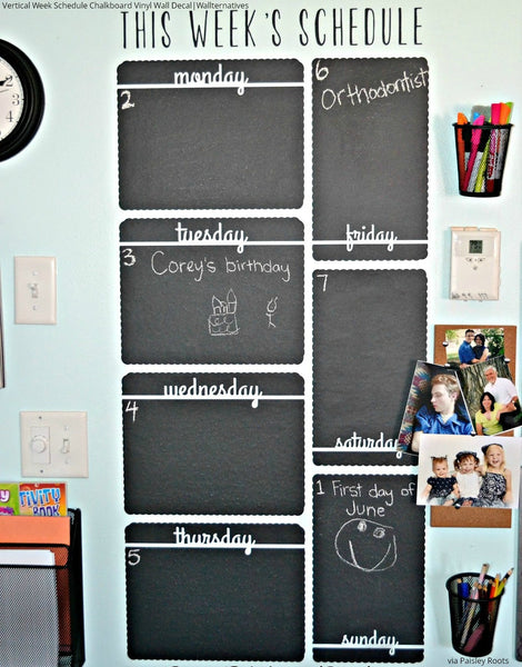 Week Schedule Calendar To Do List Reminder Chalkboard Vinyl Wall Decal ...