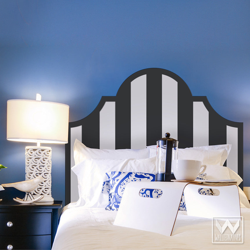 Stripes Pattern Headboard Removable Wall Decal - Modern Bed Decor ... - Black and White Modern and Geometric Classic Stripes Pattern Headboard  Removable Wall Decals for Dorm Decor ...