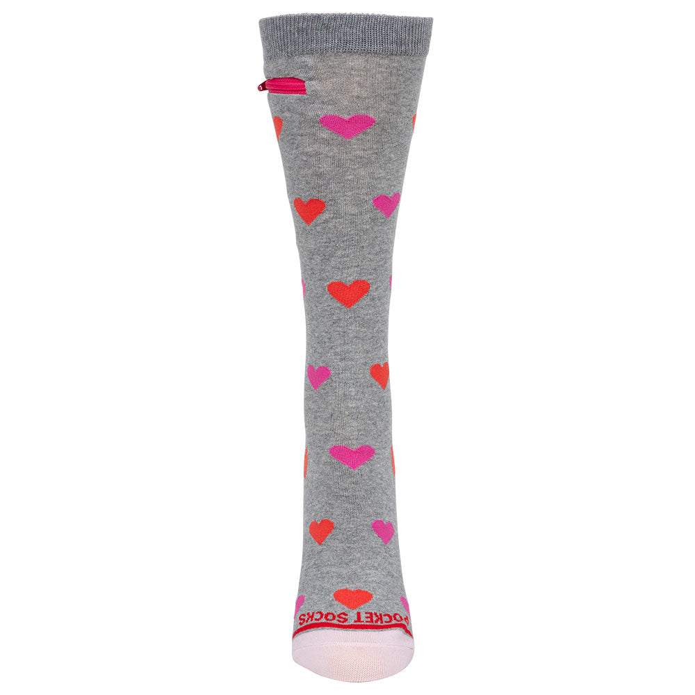 
                  
                    Pocket Socks®, Hearts on Grey, Womens
                  
                