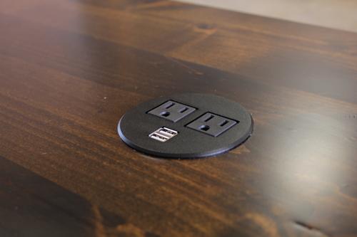 Customize your desk with built in USB and AC Power Plugs.