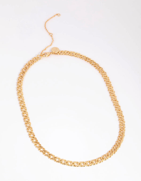 gold plated curb chain necklace