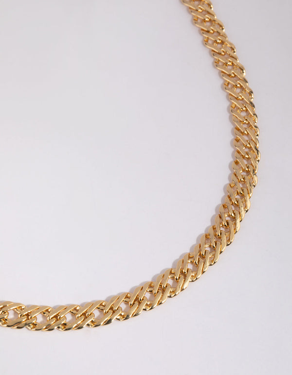 gold plated curb chain necklace