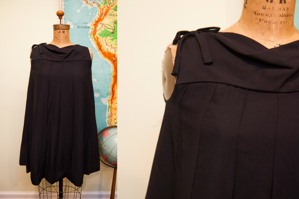 Vintage 60s Black Romper Dress