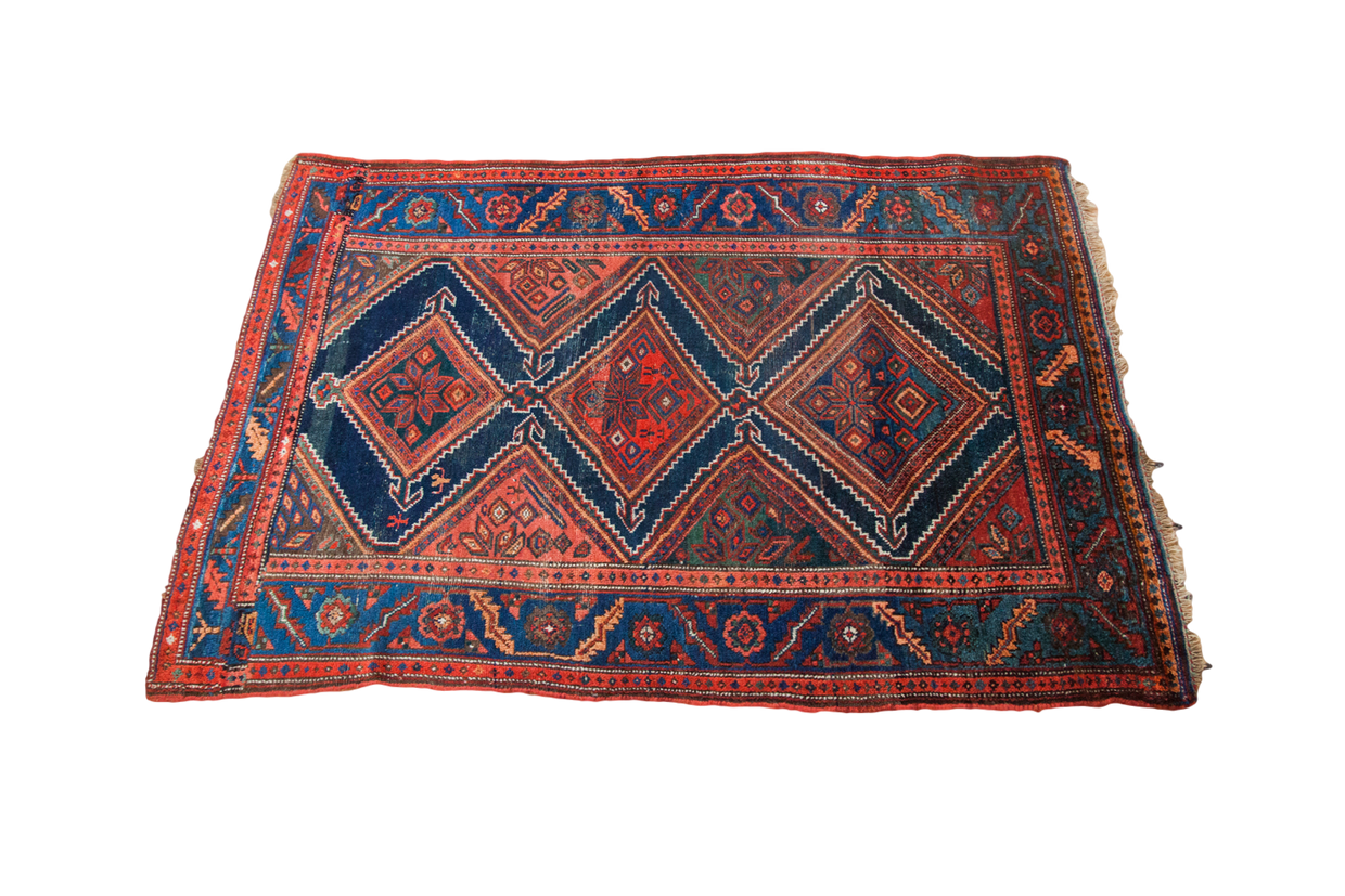4x6 Blue And Red Antique Tribal Area Rug // ONH Item 1870