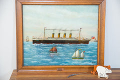 Vintage Milton Bond Titanic Reverse Glass Painting // ONH Item 2279 Image 1