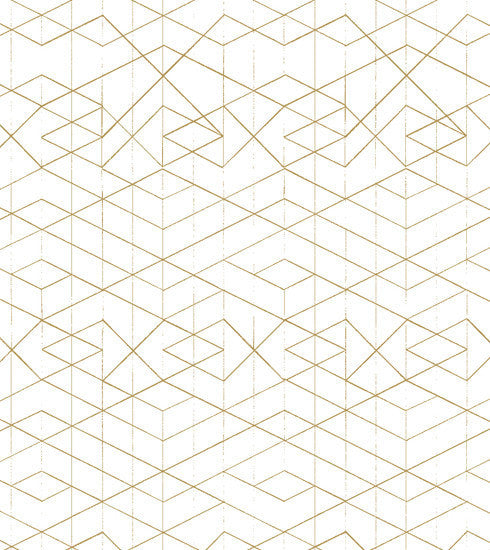 Geometric Wallpaper Gold on White