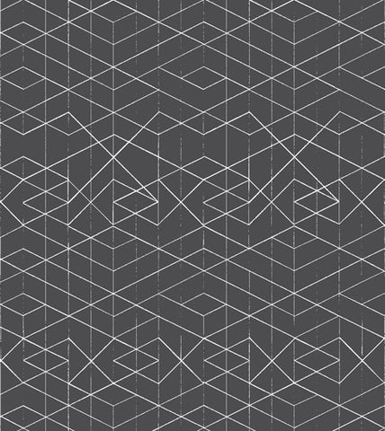 Geometric Wallpaper White on Dark Grey