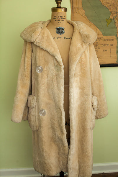 Mod Vintage 60s Sheared Beaver Fur Coat Hollywood Glam