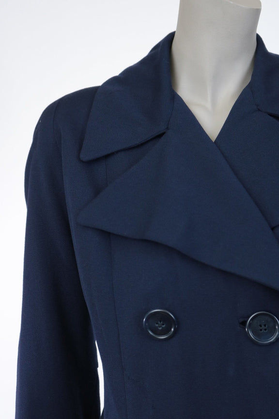 1940s Navy Wool Gabardine Princess Coat | Floria Vintage