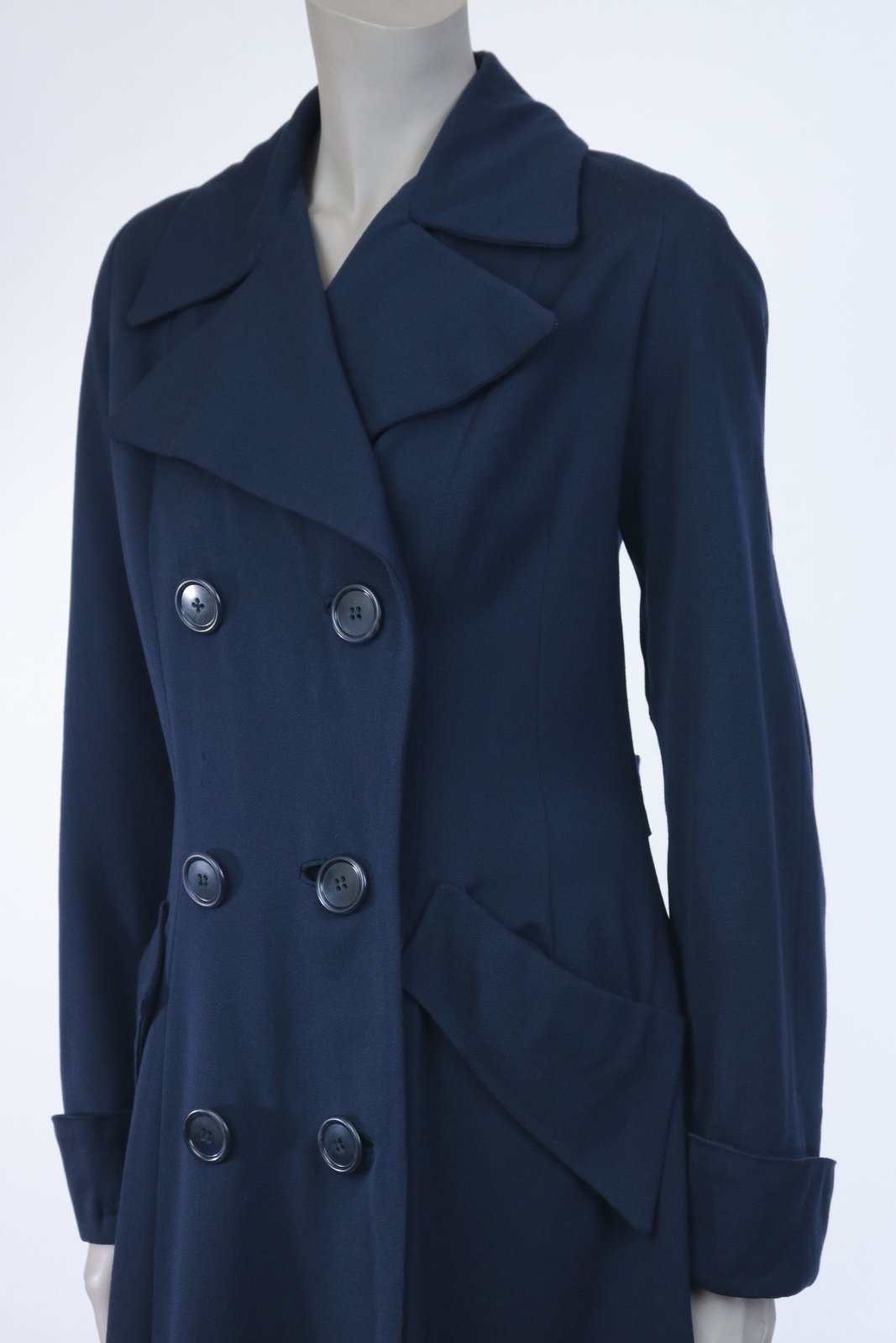 1940s Navy Wool Gabardine Princess Coat | Floria Vintage