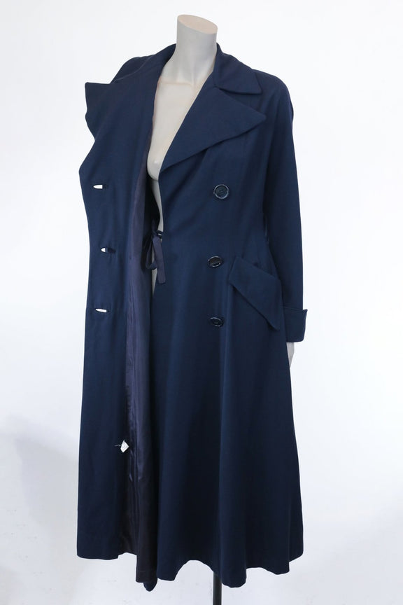 1940s Navy Wool Gabardine Princess Coat | Floria Vintage