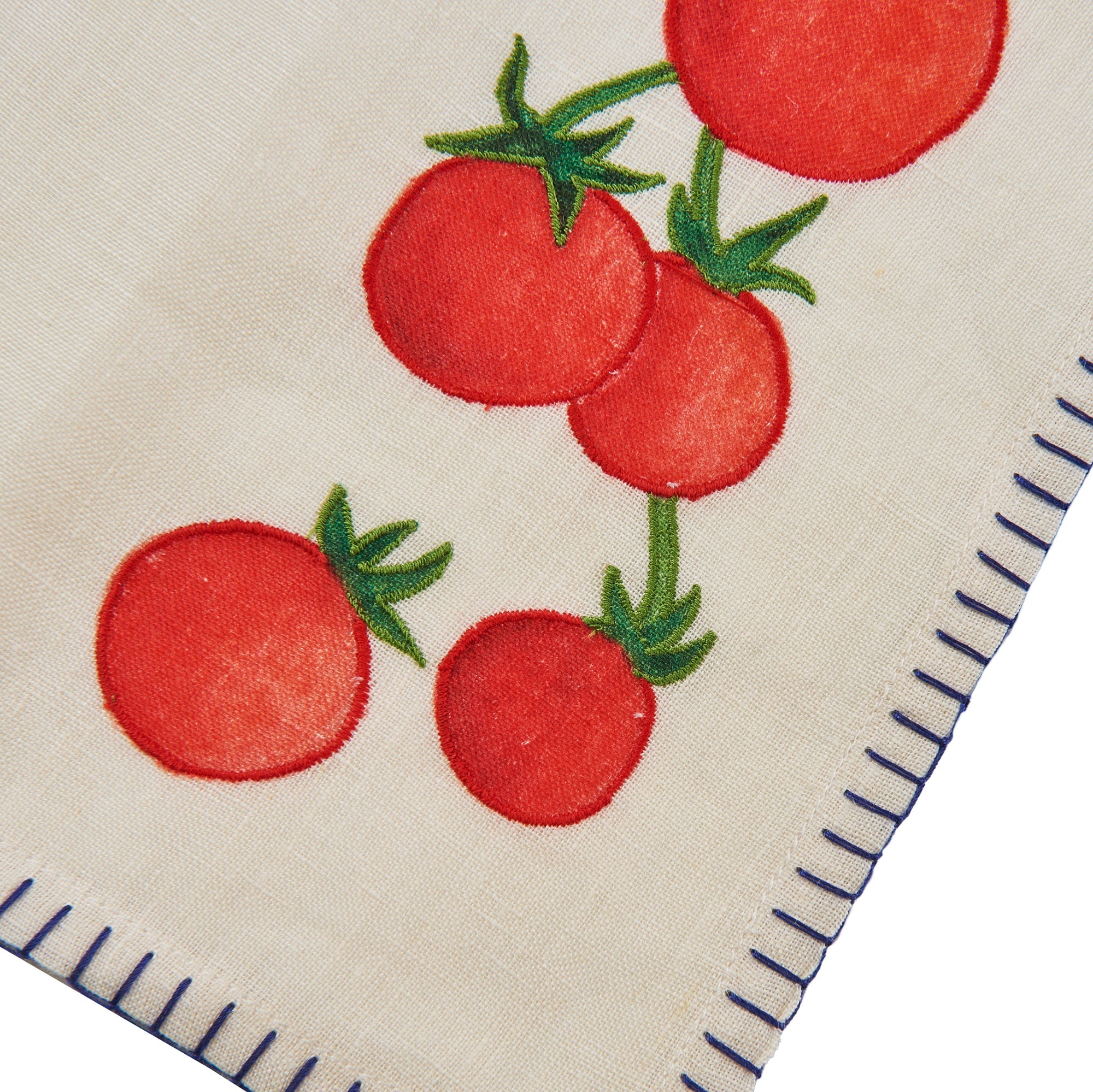 Set of 4 Embroidered Linen Napkins with Still Life Design