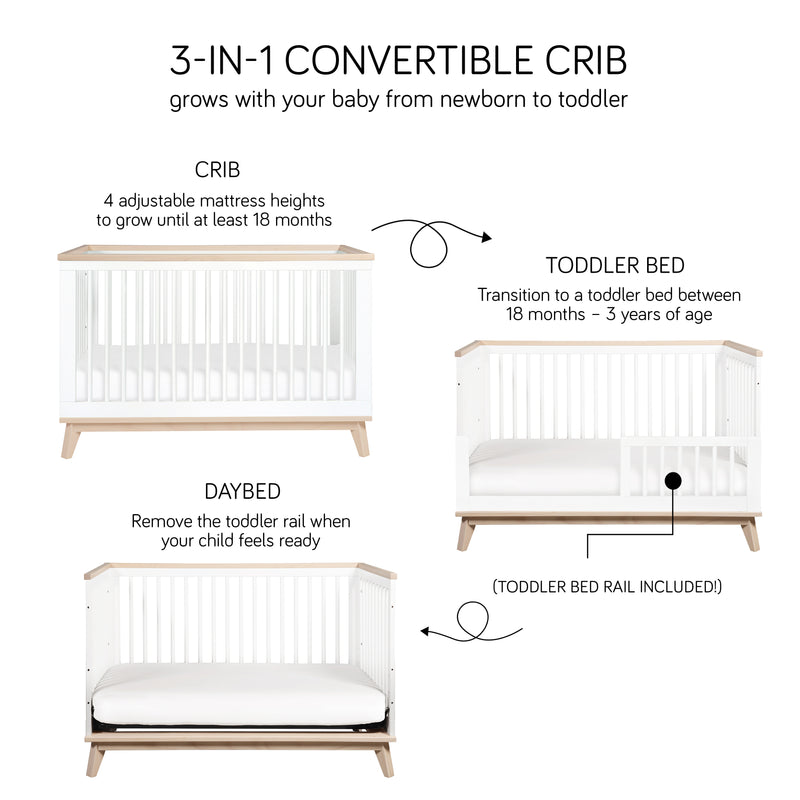 Babyletto Scoot 3-in-1 Convertible Crib with Toddler Bed Conversion Kit ...