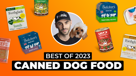 Different brands of canned dog food