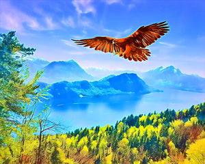 Pintura por números - Águila y paisaje de Suiza. – Figured'Art