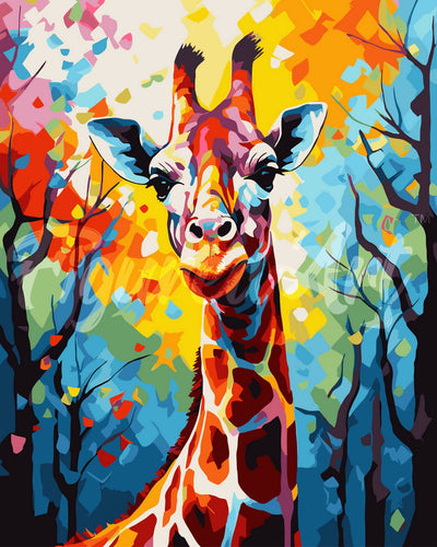 Pintura por numeros Una jirafa curiosa - Cuadro para pintar