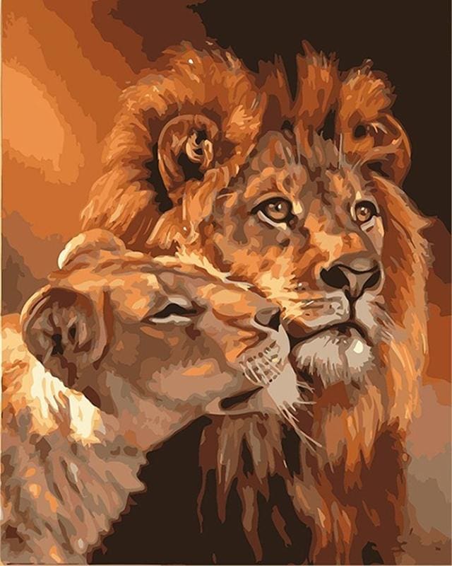 Pintura por números - Pareja De Leones – Figured'Art