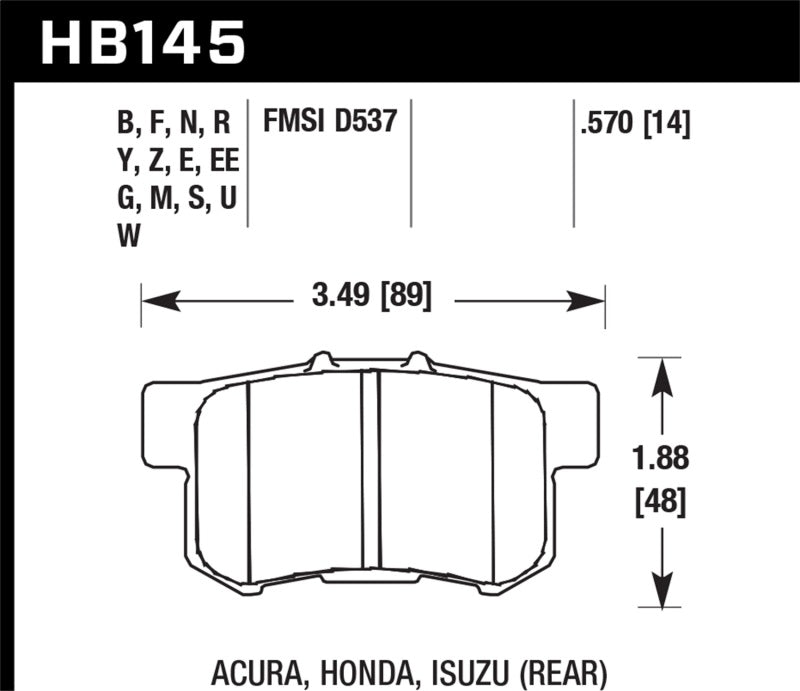 Hawk Street 5.0 Front Brake Pad Brembo for 17-21 Civic Type-R FK8