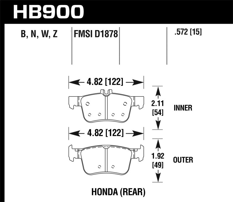 Hawk Street 5.0 Front Brake Pad Brembo for 17-21 Civic Type-R FK8