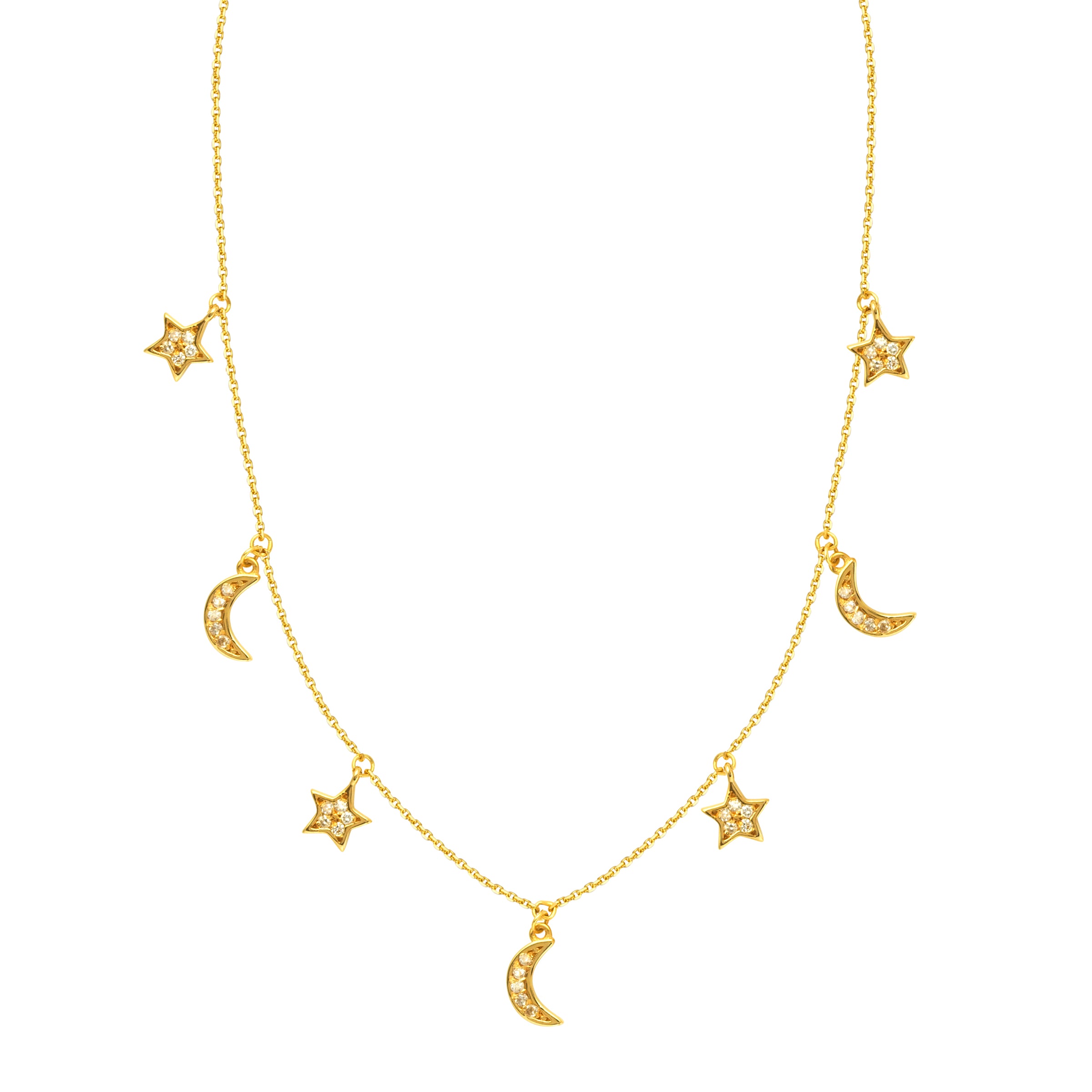 Diamond Star & Half-moon Adjustable Necklace – Lauren Belle Jewelry