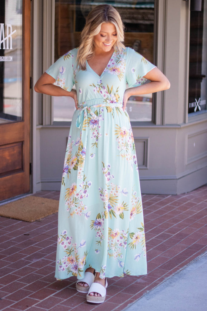 green print maxi dress