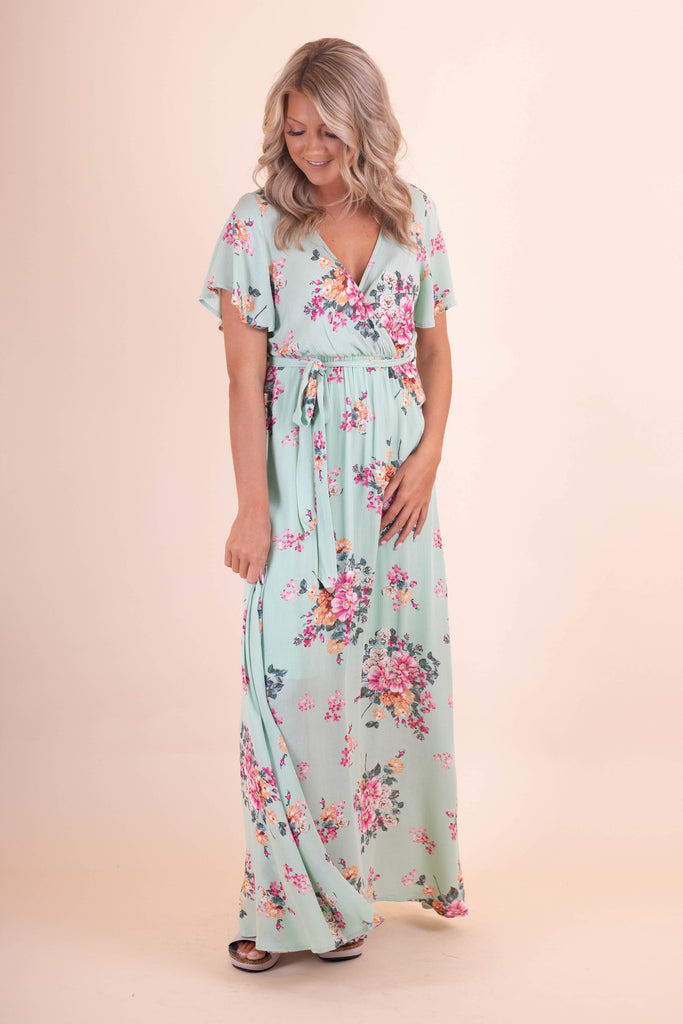 pastel colour maxi dress