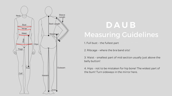 daub measuring guidelines picture - how to measure your body