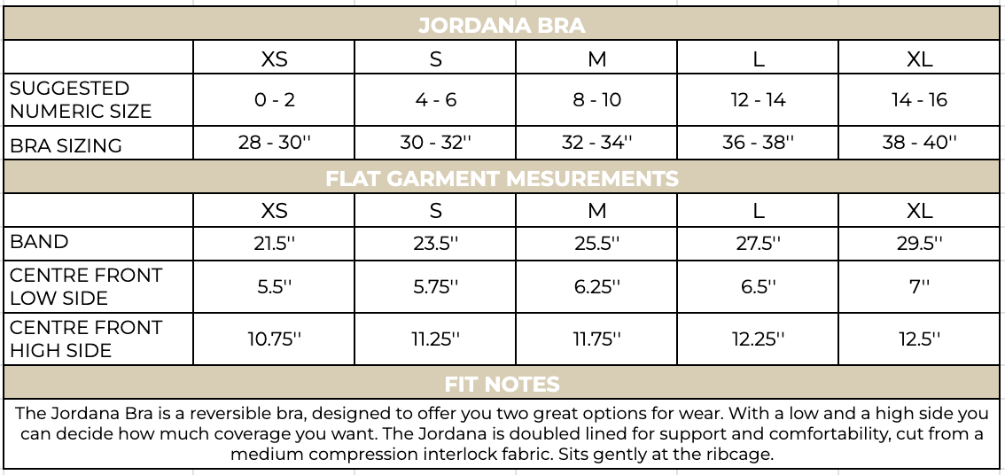 Jordana Bra Size Chart – Daub + Design