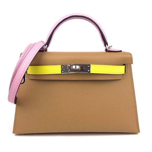 Hermès Kelly Sellier Mini II Limited Edition Tricolor Blue Brume / Gold /  Vert Jade Epsom PHW from 100% authentic materials!