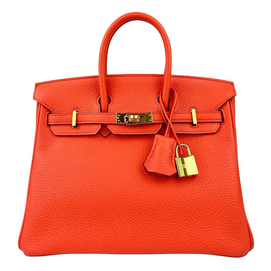 Hermes Birkin 30 Special Order Lime Orange Chèvre Leather Gold Hardware