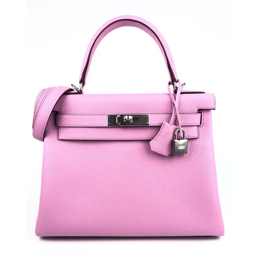 Hermes Kelly 25 Sellier Violet Autruche Ostrich Palladium Hardware #C -  Vendome Monte Carlo