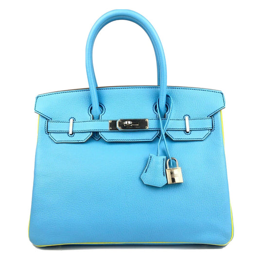 Hermes Birkin 30 Special Order Lime Orange Chèvre Leather Gold