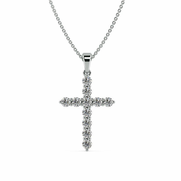 silver cross necklace with diamond center