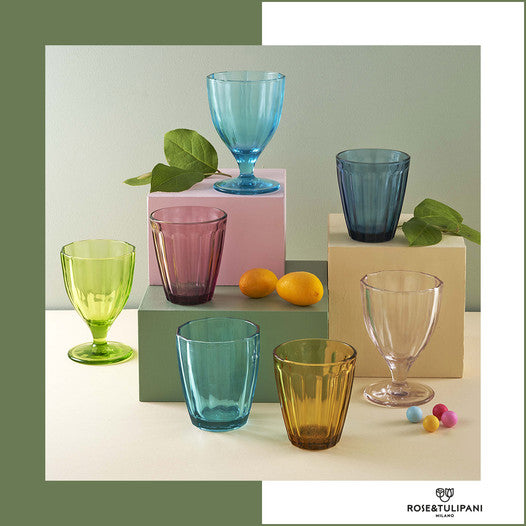 Bicchiere in vetro blunotte Amami 6 pz, Rose & Tulipani