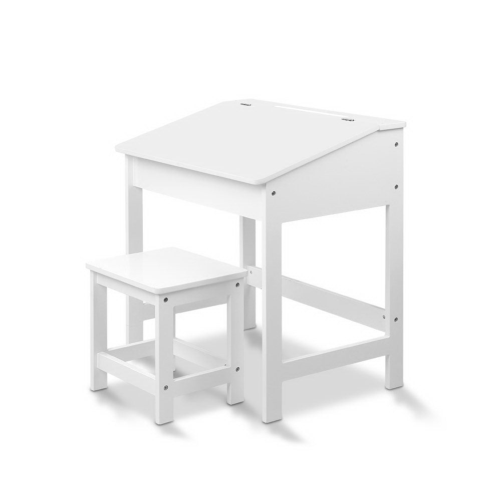 Children's Lift-Top Desk and Stool - White - The Home Accessories Company 1