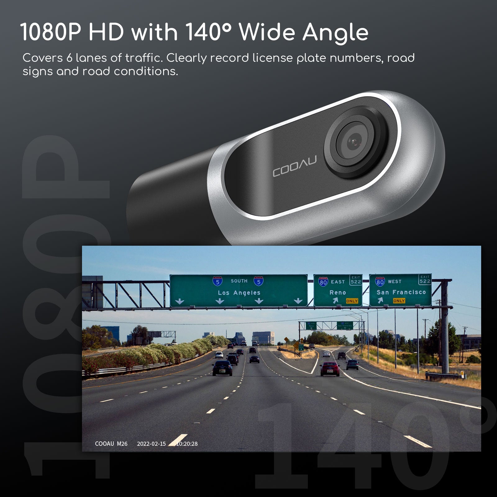 COOAU 1080P FHD 150° Weitwinkel, intelligente Dash-Kamera mit WiFi GPS  Dashcam