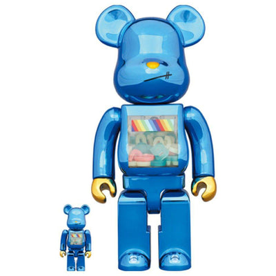 Bearbrick x BAPE ABC Camo Shark 100% & 400% Set Clear Blue