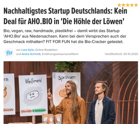 Fit For Fun AHO Nachhaligstes Startup Deutschlands Bewertung