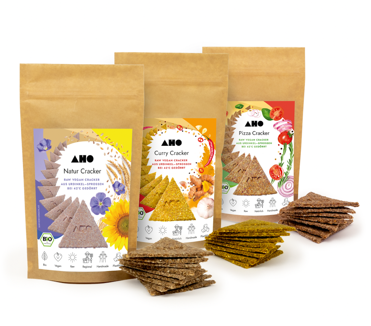 design aho cracker gesund sprossen dinkel roh vegan ernährung spirale nachhaltig bio