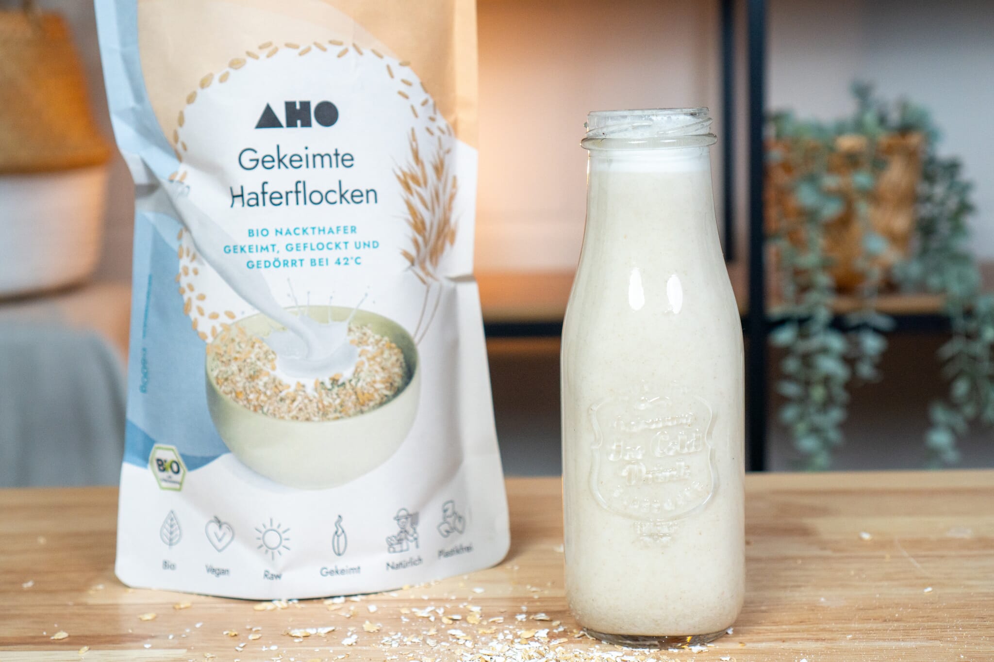 Rezept für selbstgemachte Hafermilch aus gekeimten Haferflocken