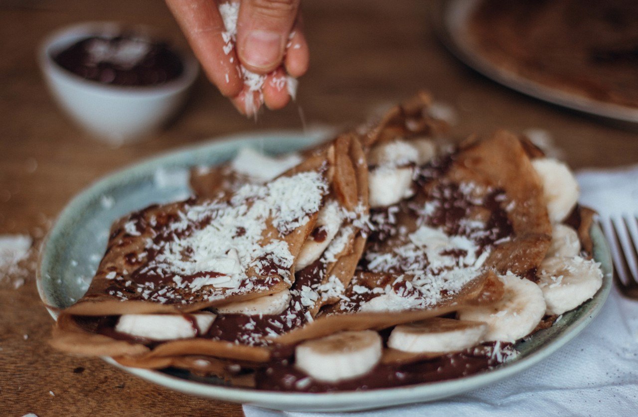 Süßes veganes Crêpe au chocolat