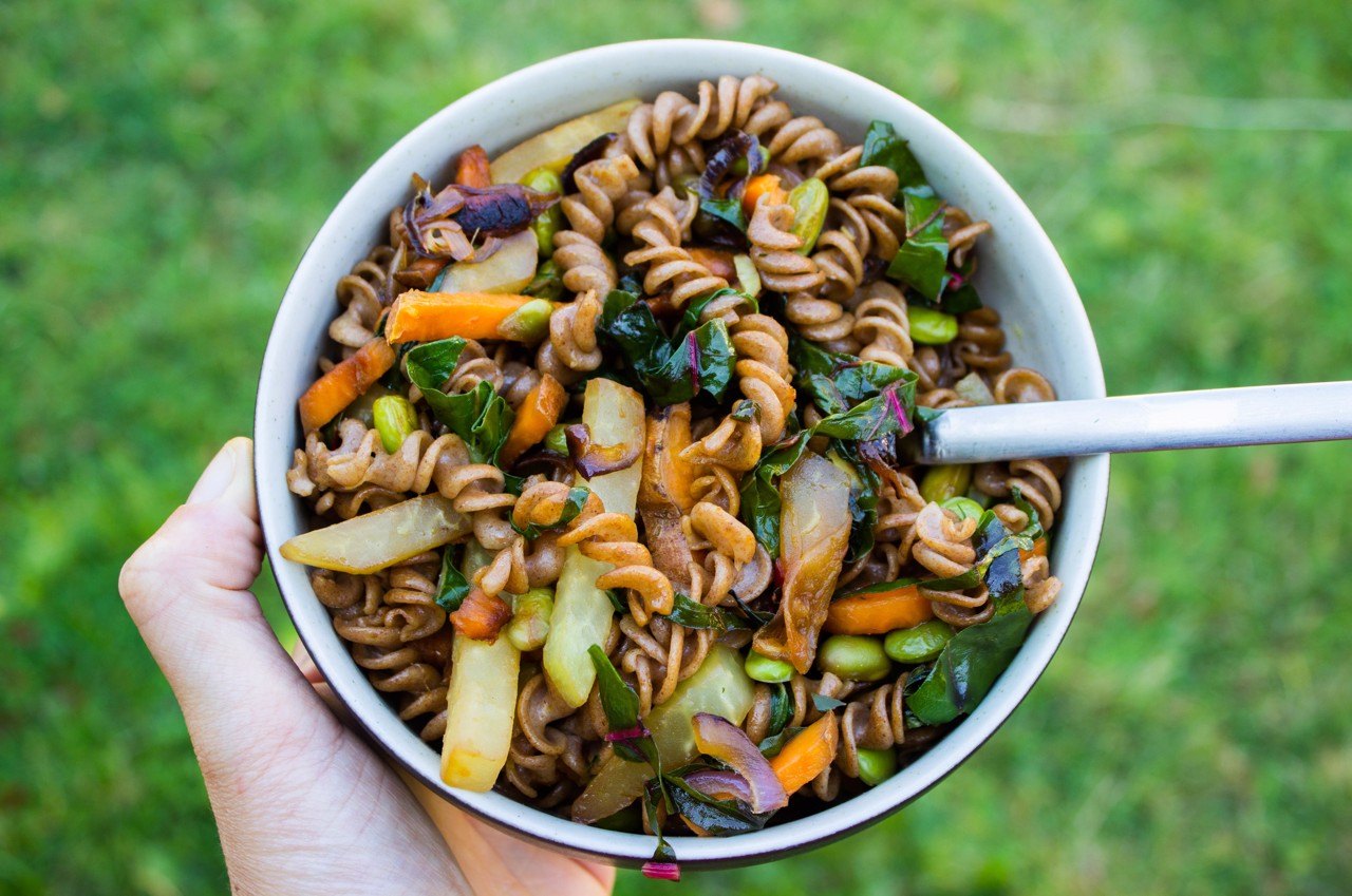 Urdinkelsprossen Pasta mit Gemüse