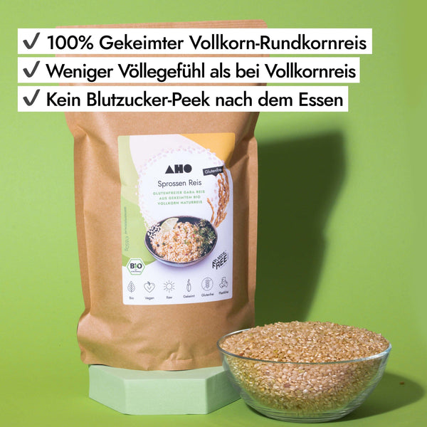 AHO Sprossen Reis – Glutenfreier GABA Reis aus gekeimtem  Bio-Vollkorn-Naturreis –  GmbH