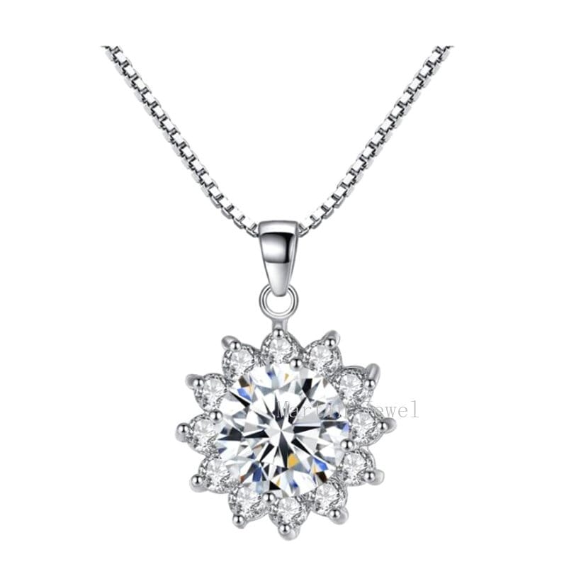1 Carat Moissanite Pendant Necklace, Free Chain, Sterling Silver Pendant, Handmade Engagement Gift  For Women Her